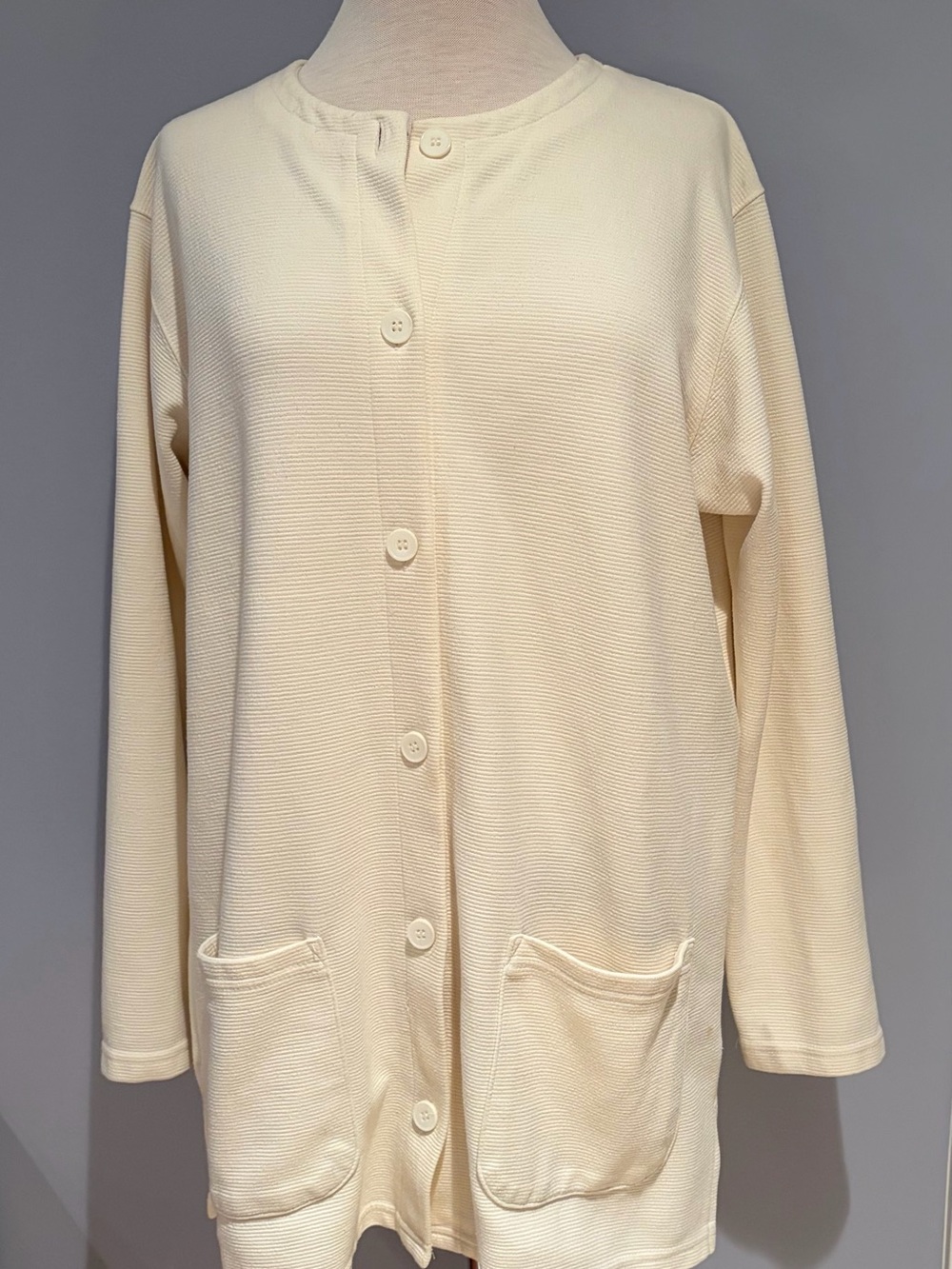 Women's Cream Button-Front Cardigan Jacket